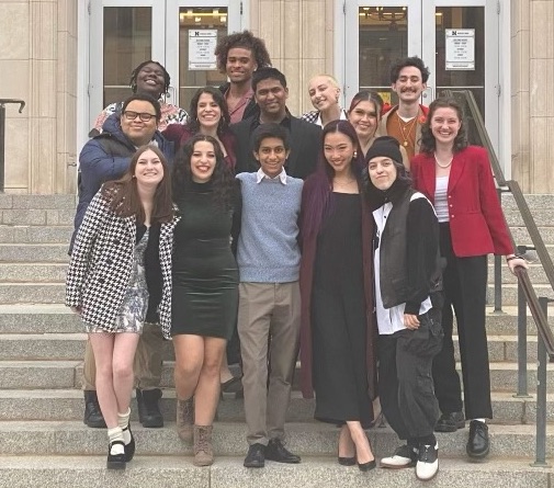 student group lined up on steps outside