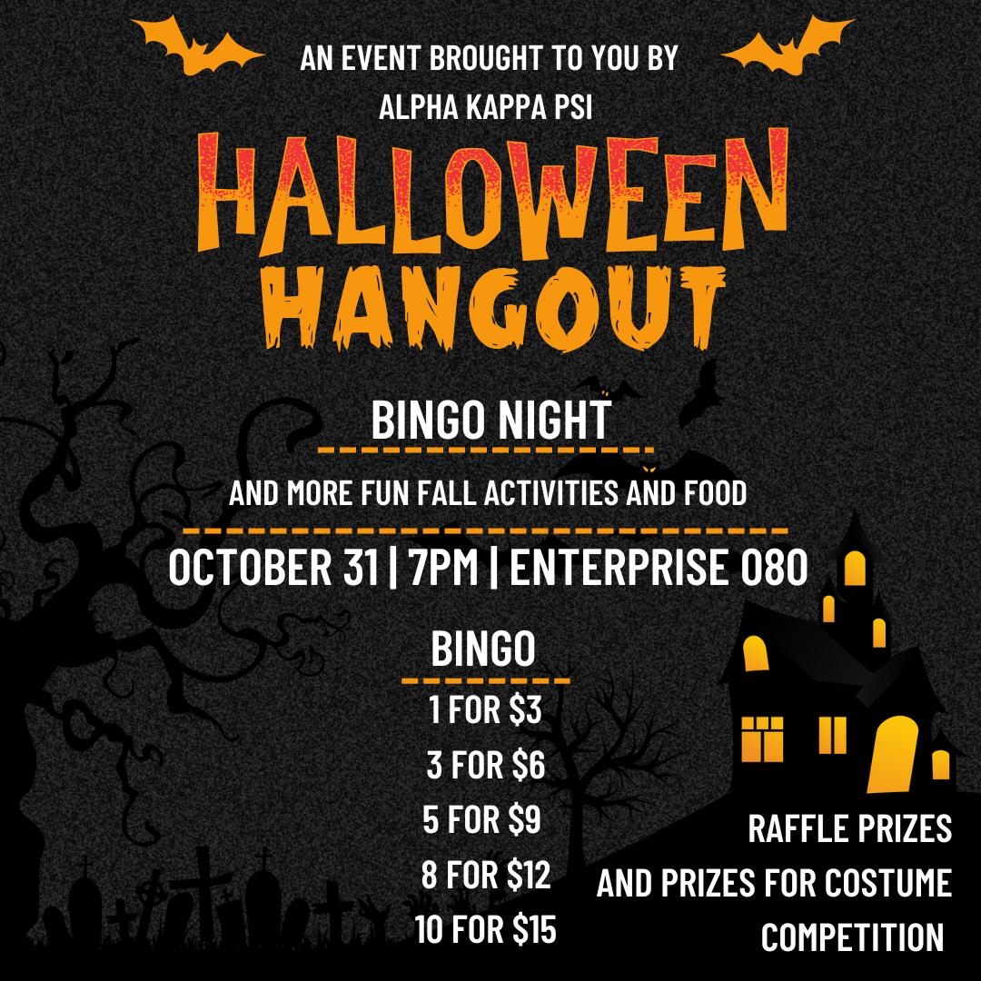 Alpha Kappa Psi Halloween Fundraiser - October 31 at 7pm in Enterprise Hall 080