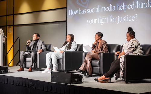 panelists on stage for event